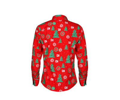 Σύγχρονο ανδρικό πουκάμισο με μοτίβο Χριστουγέννων σε τέσσερα χρώματα και κλασικό γιακά
