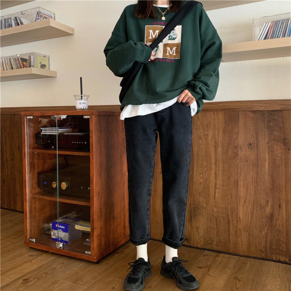 Női farmer nadrág magas derekú egyenes modellel, kék színben