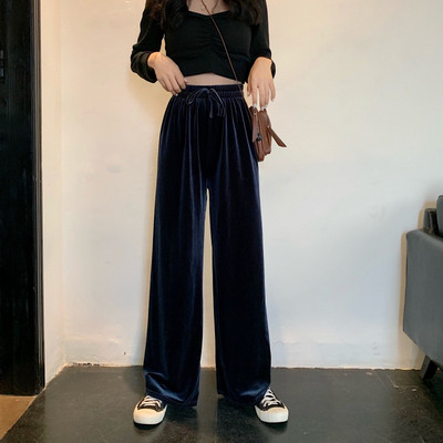 Női vitatott-alkalmi széles bársonynadrág