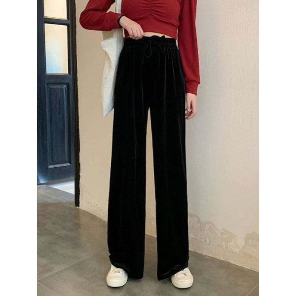 Női vitatott-alkalmi széles bársonynadrág