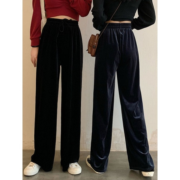 Női vitatott-alkalmi széles bársonynadrág