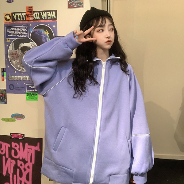 Γυναικείο εντυπωσιακό φούτερ με φερμουάρ σε γκρι, μπλε και μπορντό χρώμα