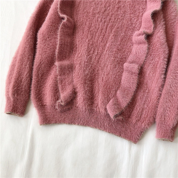 Μοντέρνο γυναικείο πουλόβερ  σε τρία χρώματα με μακρύ μανίκι και ημι-ψηλό κολάρο