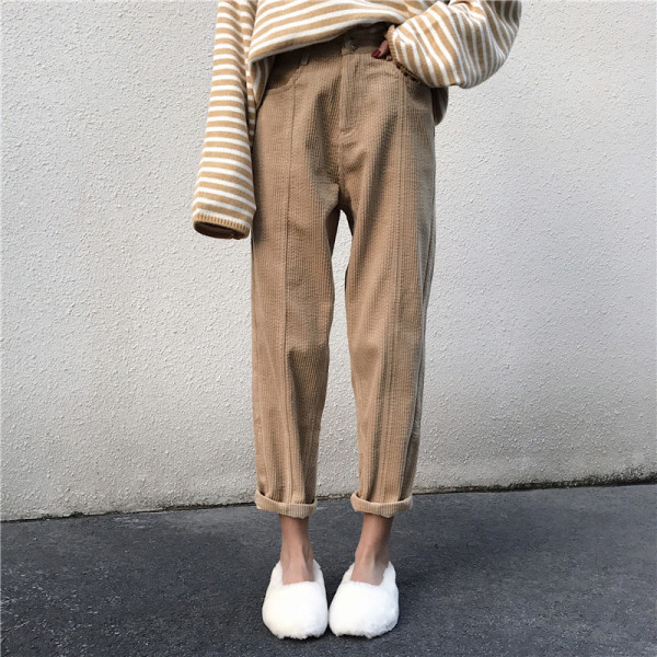 Hosszú kordbársony nadrág egyenes modell fehér, bézs és fekete színben