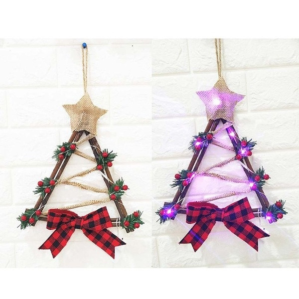 Κρεμαστά χριστουγεννιάτικη διακόσμηση με φώτα LED και κορδέλες σε δύο μοντέλα
