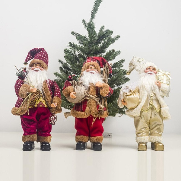 Декоративна фигура на Дядо Коледа в червен, лилав и бял цвят