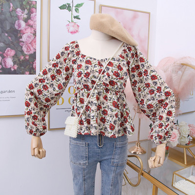 Μοντέρνα γυναικεία μπλούζα με floral μοτίβα και γυμνά ώμους - σε διάφορα χρώματα