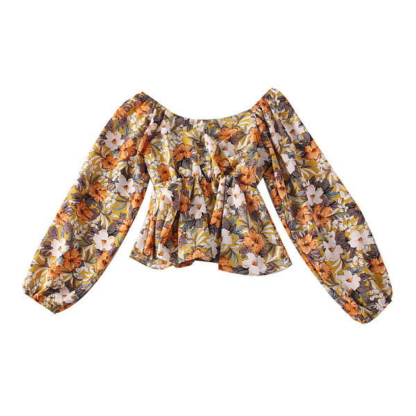 Μοντέρνα γυναικεία μπλούζα με floral μοτίβα και γυμνά ώμους - σε διάφορα χρώματα