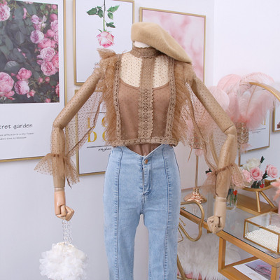 Νέο μοντέλο γυναικείο σετ μπλούζα από τούλι + αμάνικο σε διάφορα χρώματα