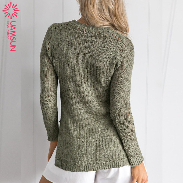 Modern női rövid pulóver hosszú ujjú zöld és barna színben