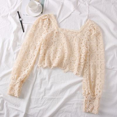 Νέο μοντέλο γυναικεία μπλούζα δαντέλα με τετράγωνο λαιμόκοψη σε τρία χρώματα