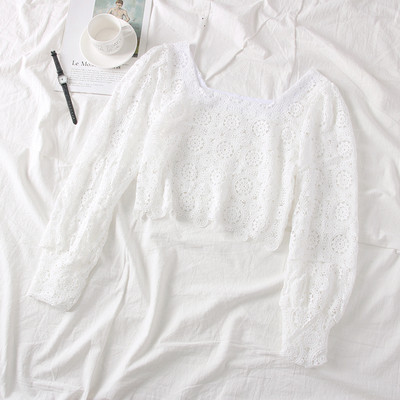 Νέο μοντέλο γυναικεία μπλούζα δαντέλα με τετράγωνο λαιμόκοψη σε τρία χρώματα