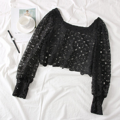 Νέο μοντέλο γυναικεία μπλούζα δαντέλα με τετράγωνο λαιμόκοψη σε τρία χρώματα