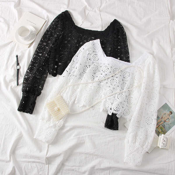 Νέο μοντέλο γυναικεία μπλούζα δαντέλα με τετράγωνο λαιμόκοψη σε τρία χρώματα