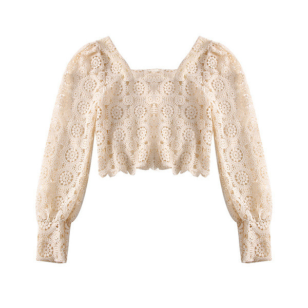 Νέο μοντέλο γυναικεία μπλούζα δαντέλα με τετράγωνο λαιμόκοψη σε τρία χρώματα