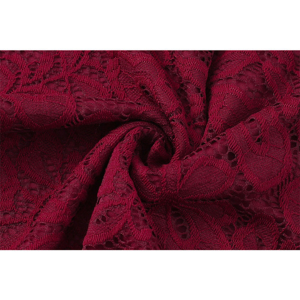 Női csipkeruha 3/4-es ujjal és spitz nyakkivágással, piros színben