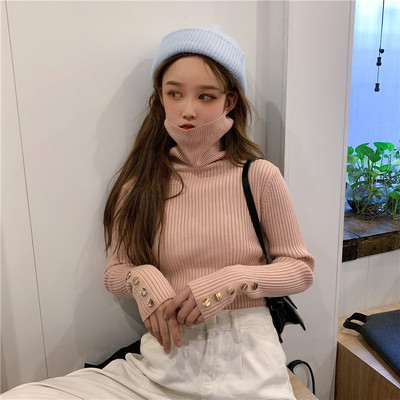 Μοντέρνο γυναικείο πουλόβερ σε διάφορα χρώματα με κουμπιά