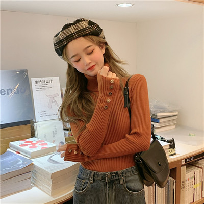 Μοντέρνο γυναικείο πουλόβερ σε διάφορα χρώματα με κουμπιά