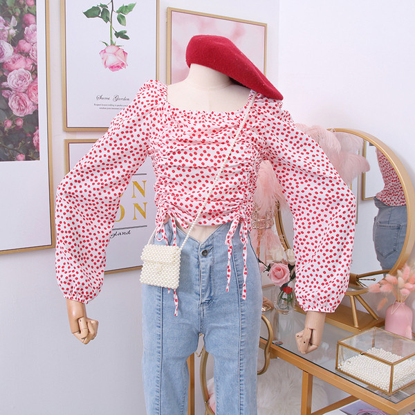 Γυναικεία μπλούζα με floral μοτίβα και τετράγωνη λαιμόκοψη - διάφορα χρώματα