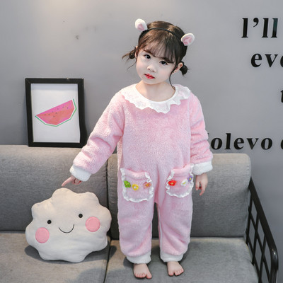 Gyerek pizsama lányoknak rózsaszín és narancssárga színben, zsebekkel