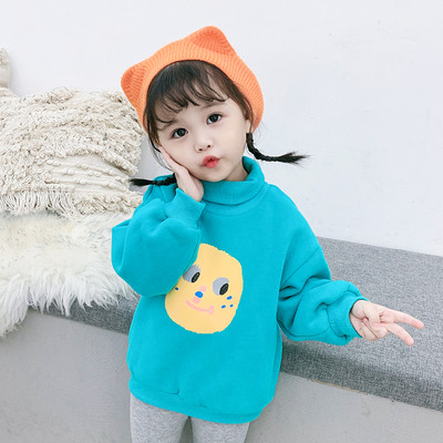 Μοντέρνο παιδικό πουλόβερ για κορίτσια σε δύο χρώματα με εφαρμογή και υψηλό γιακά