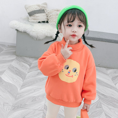 Μοντέρνο παιδικό πουλόβερ για κορίτσια σε δύο χρώματα με εφαρμογή και υψηλό γιακά