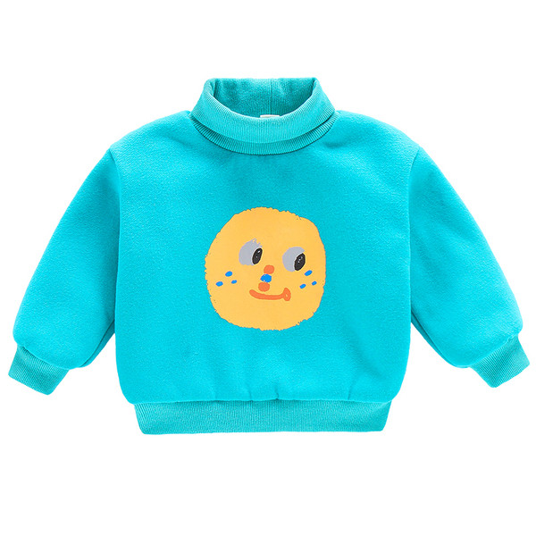 Модерен детски пуловер за момичета в два цвята с апликация и висока яка