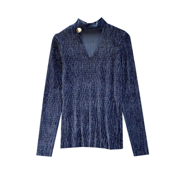 Stílusos női blúz hosszú ujjal és magas gallérral több színben