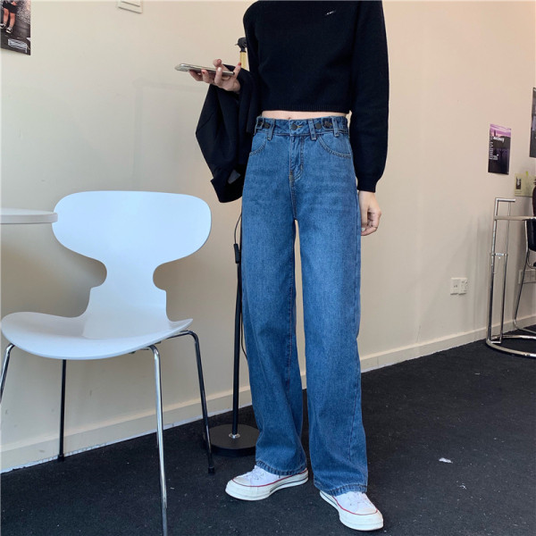 Γυναικεία casual τζιν φαρδύ μοντέλο σε δύο χρώματα