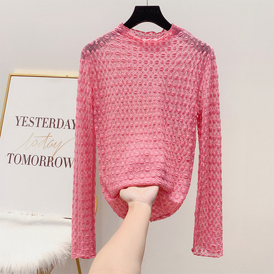 Δαντελένια μπλούζα με χαμηλό γιακά σε διάφορα χρώματα