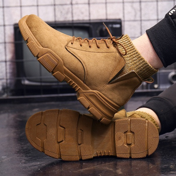 Μοντέρνες χειμερινές ανδρικές μπότες σε οικολογικό σουέτ με κορδόνια σε τέσσερα χρώματα