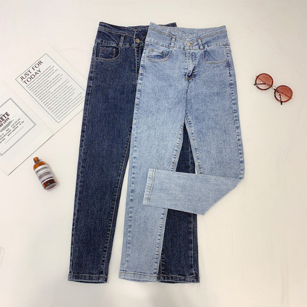 Γυναικεία χειμερινά  τζιν  με υψηλή μέση σε μπλε χρώμα