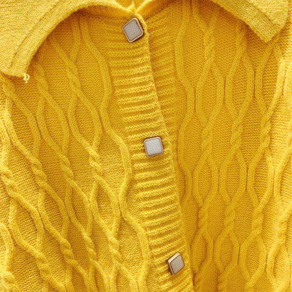 Γυναικεία πλεκτή ζακέτα με κουμπιά και κολάρο σε τέσσερα χρώματα