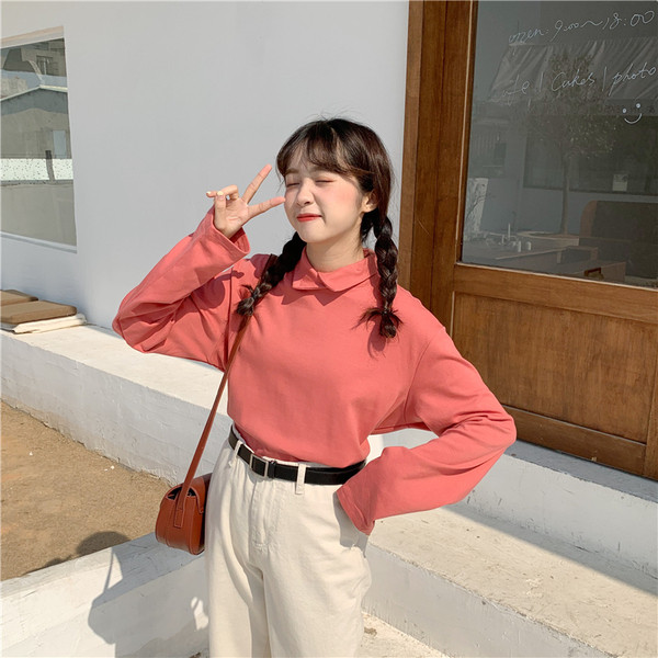 Γυναικεία casual μπλούζα σε διάφορα χρώματα με ψηλό γιακά