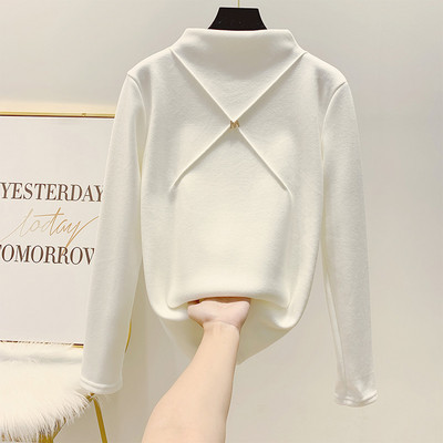 Modern női pulóver alacsony gallérral, fehér, zöld, fekete és barna színekben