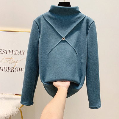 Modern női pulóver alacsony gallérral, fehér, zöld, fekete és barna színekben