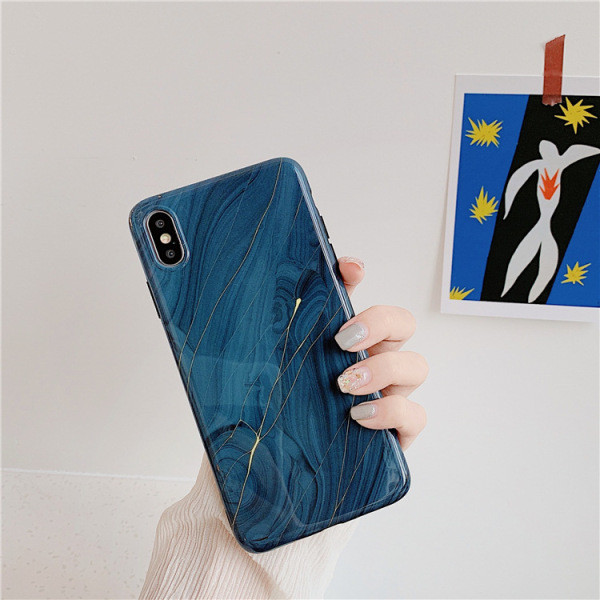 Husa pentru Iphone XS Max cu efect de marmura de culoare albastra