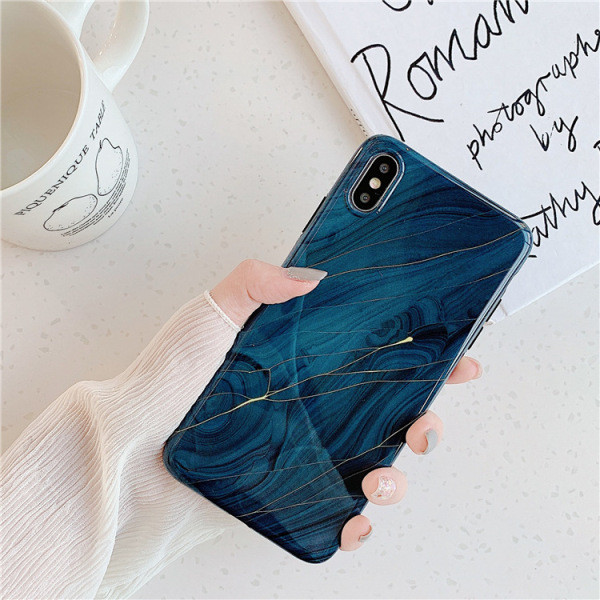 Husa pentru Iphone XS Max cu efect de marmura de culoare albastra