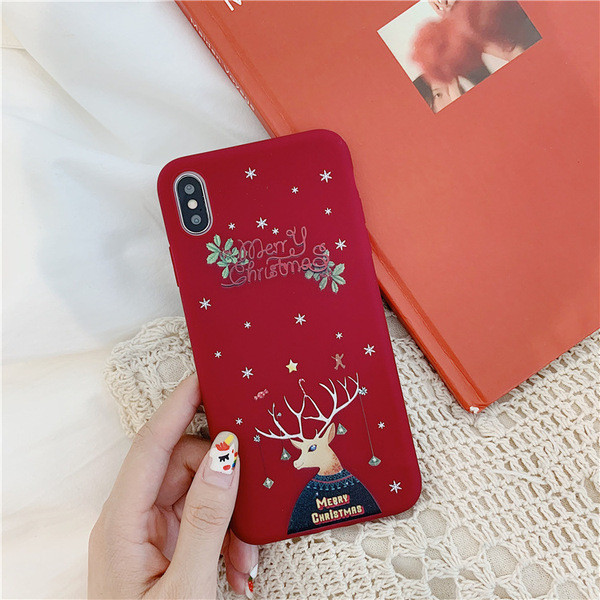 Καλή Χριστουγεννιάτικη θήκη για το iPhone X / XS σε μπλε και μπορντό χρώμα