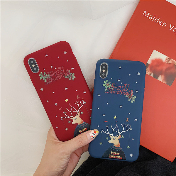 Καλή Χριστουγεννιάτικη θήκη για το iPhone X / XS σε μπλε και μπορντό χρώμα