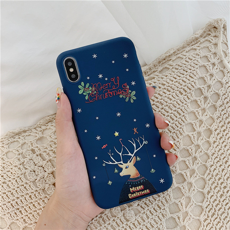 Καλή Χριστουγεννιάτικη θήκη για το iPhone X / XS σε μπλε και μπορντό χρώμα