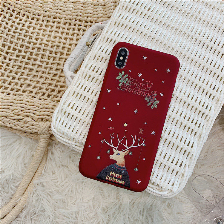 Καλή Χριστουγεννιάτικη θήκη για το iPhone X / XS σε μπλε και μπορντό χρώμα