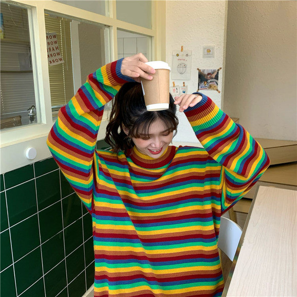 Γυναικεία ριγέ μπλούζα φαρδύ μοντέλο 