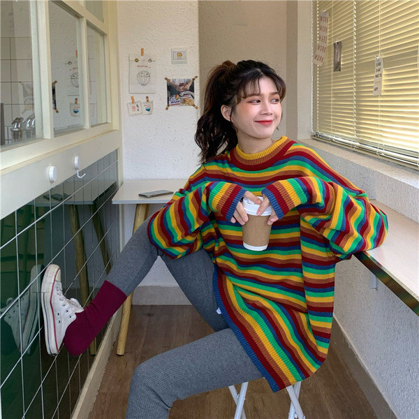 Γυναικεία ριγέ μπλούζα φαρδύ μοντέλο 