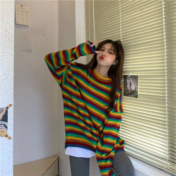 Γυναικεία ριγέ μπλούζα φαρδύ μοντέλο 