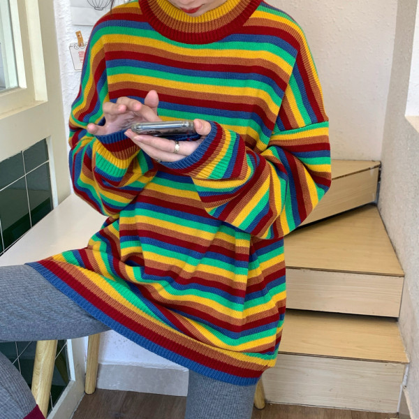 Γυναικεία ριγέ μπλούζα φαρδύ μοντέλο 