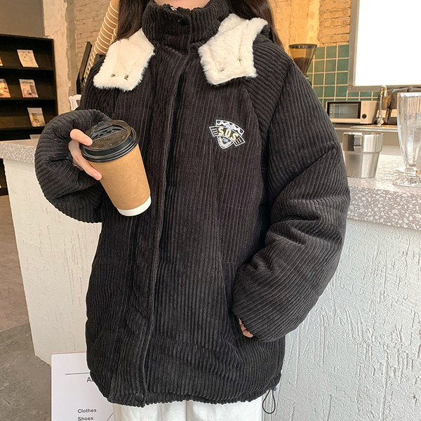 Női alkalmi kabát két színben kapucnival