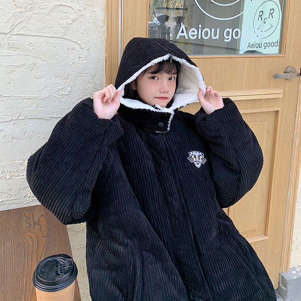 Női alkalmi kabát két színben kapucnival