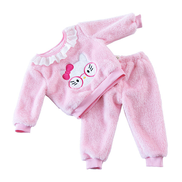 Gyerek pizsama lányoknak kétrészes rózsaszín és sárga színben, hímzéssel