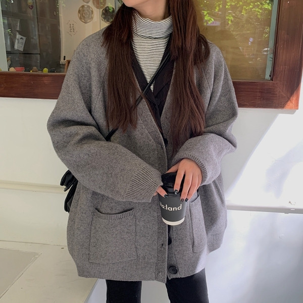 Női modern hosszú kardigán széles modell szürke és fekete színben